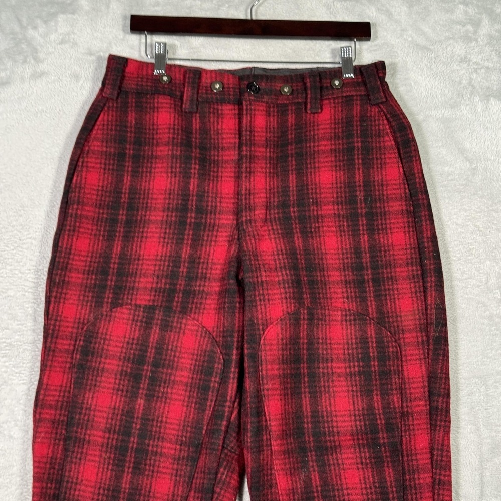 Woolrich Pants Mens 34x30 (Act 31x30) Red Plaid Wool Flannel Jogger Cuffed - Picture 4 of 13